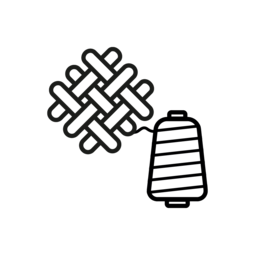 Icon representing Weaving, knitting, production of non-woven, felting, tufting, embroidering etc.